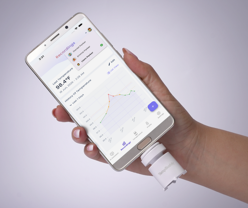The reading shown on the phone screen