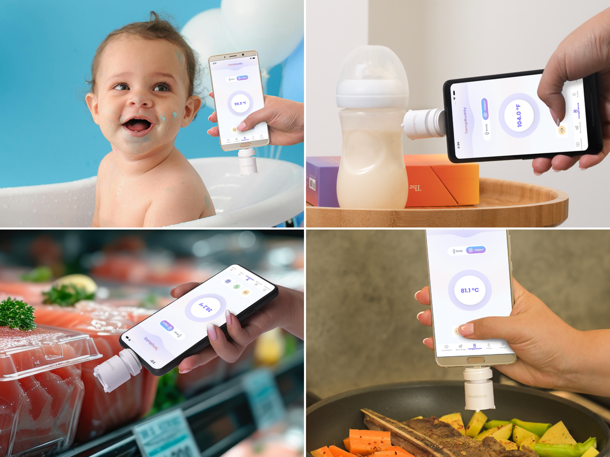 Object mode checking a bottle, bathwater and food